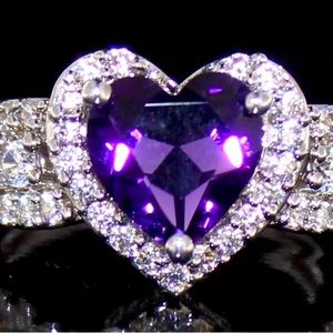 Beautiful Amethyst Heart Ring and Amethyst Heart Pendant